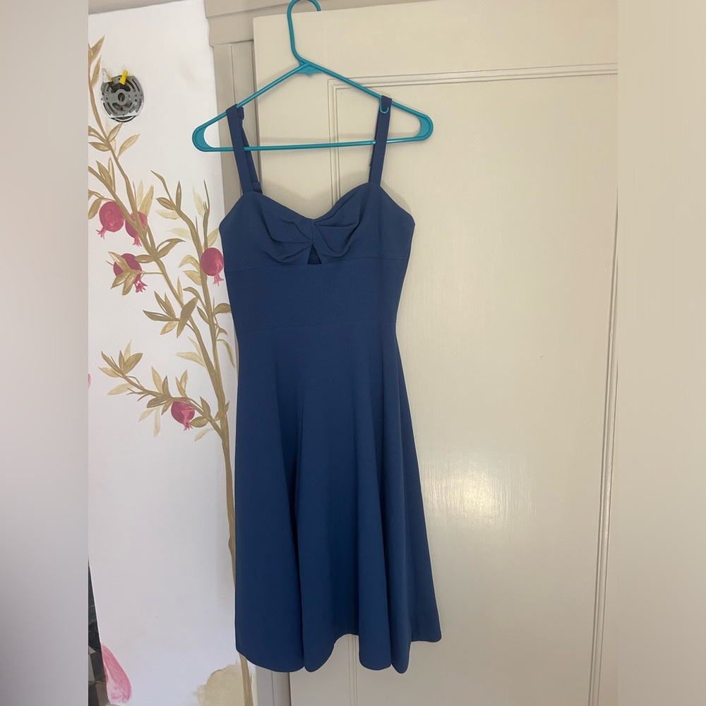 Dress The Population - Blue Midi Formal Dress